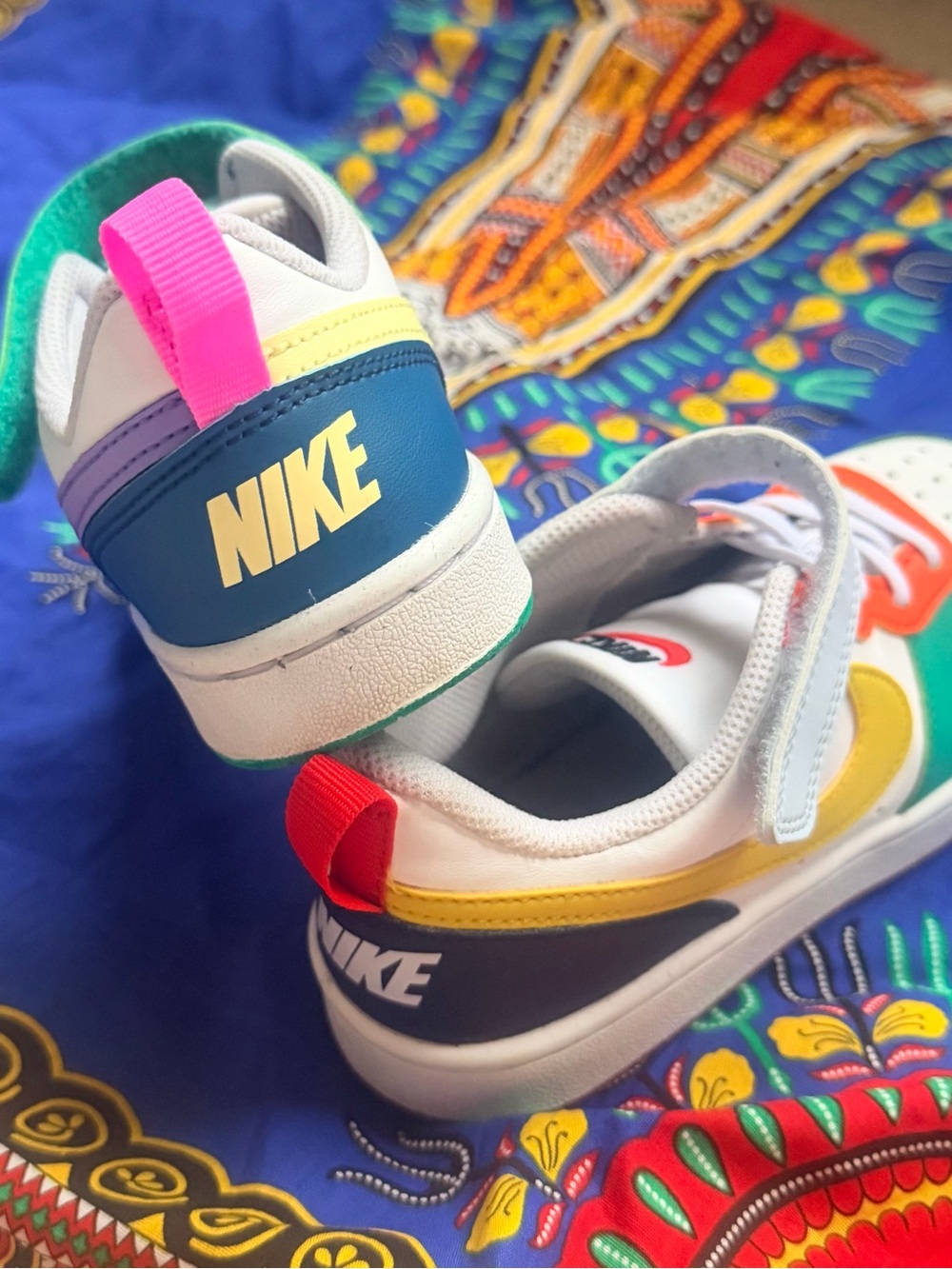 Nike Kids White Sneakers with Bright Multicolor Accents